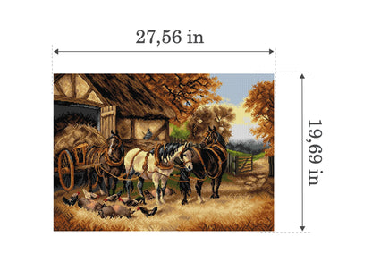 Needlepoint canvas for halfstitch without yarn after John Frederick Herring - The Hay Cart 2797R