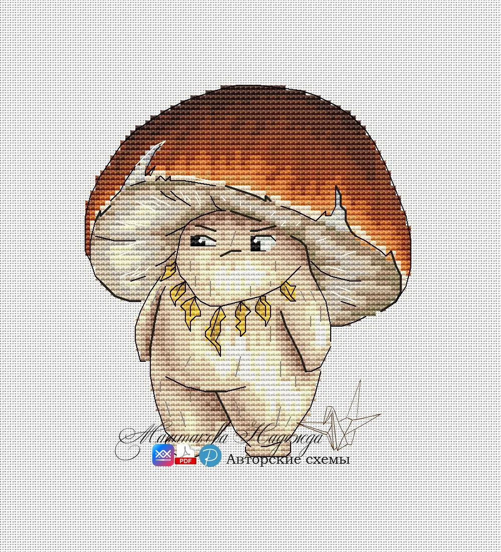 White mushroom - PDF Cross Stitch Pattern-0