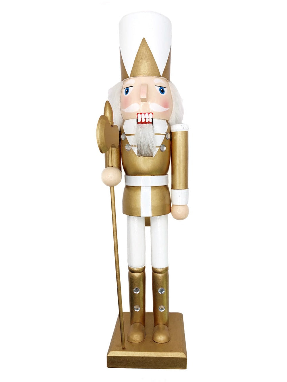 White and Gold Axe Soldier Wooden Nutcracker F07M6-24D