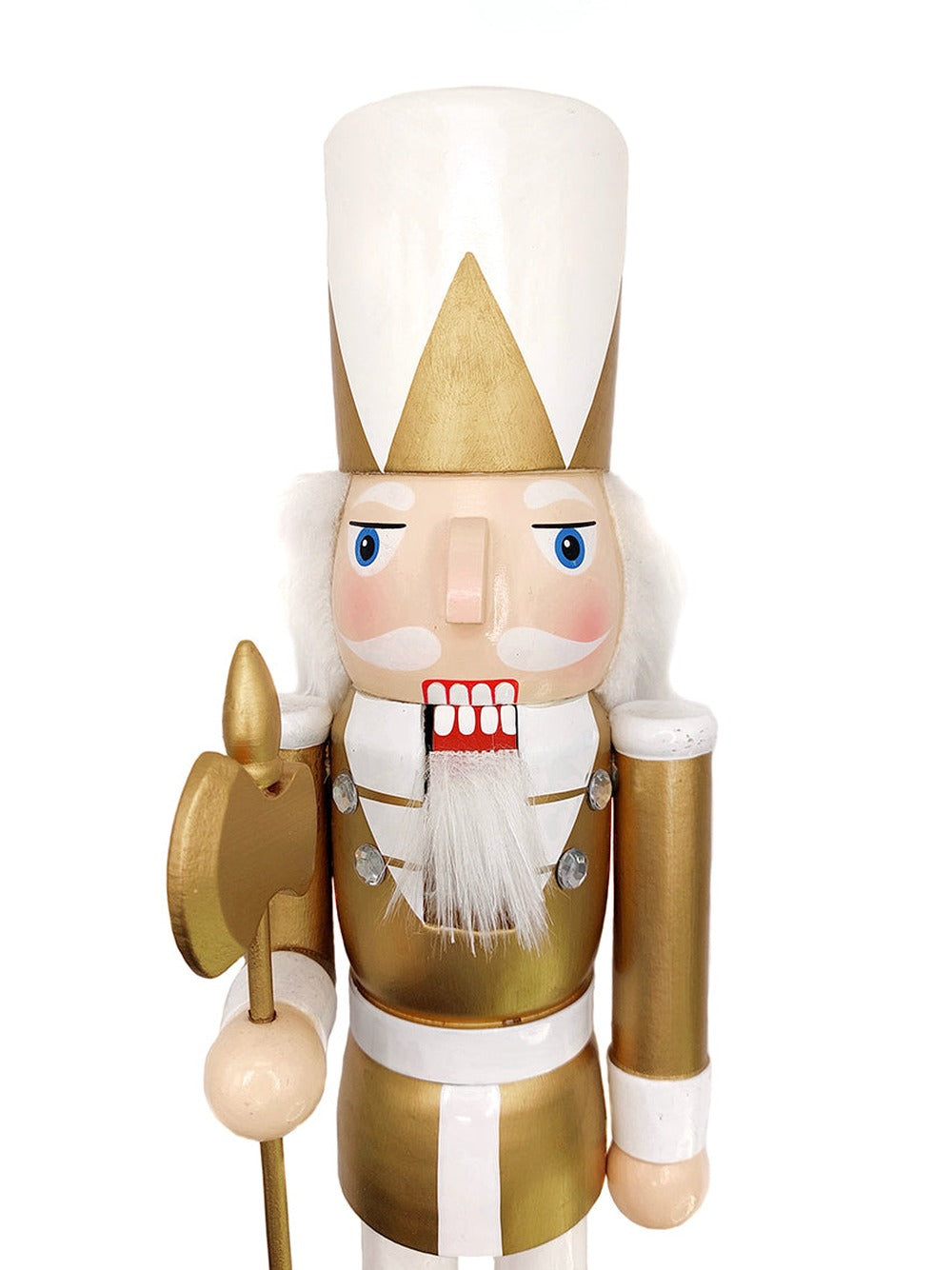 White and Gold Axe Soldier Wooden Nutcracker F07M6-24D