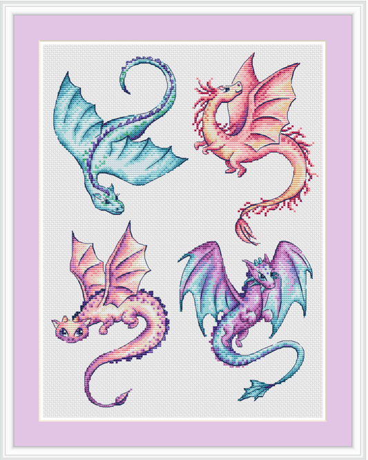 Colorful Dragons - PDF Cross Stitch Pattern